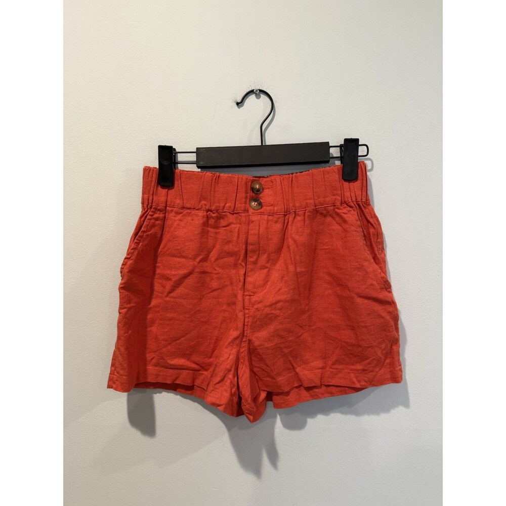 Forever 21 Linen Shorts XS Elastic Waist & Zip Travel 2" Inseam Vacation Minimal